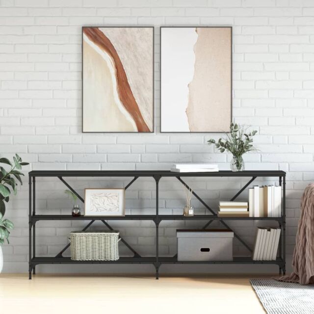Berkfield Home Console Table Black 180x30x75 cm Engineered Wood & Iron - Size: 180 x 30 x 75 cm - image 1