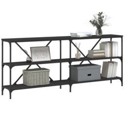 Berkfield Home Console Table Black 180x30x75 cm Engineered Wood & Iron - Size: 180 x 30 x 75 cm - thumbnail 3