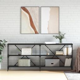 Berkfield Home Console Table Black 180x30x75 cm Engineered Wood & Iron - Size: 180 x 30 x 75 cm - thumbnail 1