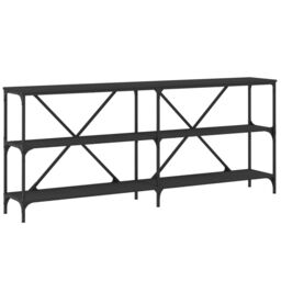 Berkfield Home Console Table Black 180x30x75 cm Engineered Wood & Iron - Size: 180 x 30 x 75 cm - thumbnail 2