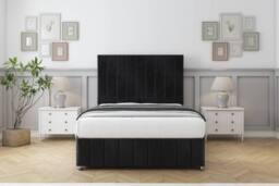 "Sloomy California Naples Divan Base 2 Drawers -54"" Headboard-12"" Footboard in Black - Size: Single" - thumbnail 2