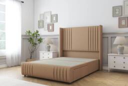 "Comfort Beds Elise Dumfries Divan Base No Drawers - 54"" Wingback-Footboard in Light Brown - Size: Small Single" - thumbnail 3