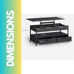 Pirlo Plush Industrial Lift Top Coffee Table With Drawers Rustic Brown - thumbnail 5