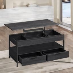 Pirlo Plush Industrial Lift Top Coffee Table With Drawers Rustic Brown - thumbnail 4