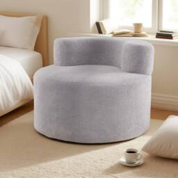 Costway Bean Bag Chair Floor Single Sofa Chair Round Boneless Reading Couch in Grey - thumbnail 5