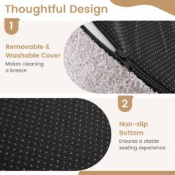 Costway Bean Bag Chair Floor Single Sofa Chair Round Boneless Reading Couch in Grey - thumbnail 9