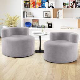 Costway Bean Bag Chair Floor Single Sofa Chair Round Boneless Reading Couch in Grey - thumbnail 6