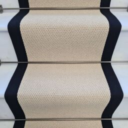 RainbowHome Angel Cream Stair Runner With 100% Black Cotton Border - Size: 65 cm x 700 cm - thumbnail 2