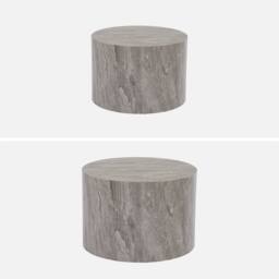 sweeek Pair of round marble-effect nesting coffee tables in Grey - thumbnail 2