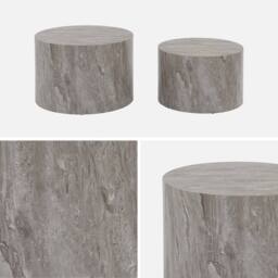sweeek Pair of round marble-effect nesting coffee tables in Grey - thumbnail 3