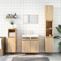 Berkfield Home Bathroom Cabinet Sonoma Oak 58x33x60 cm Engineered Wood in Brown - Size: 58 x 33 x 60 cm