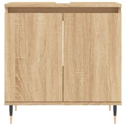 Berkfield Home Bathroom Cabinet Sonoma Oak 58x33x60 cm Engineered Wood in Brown - Size: 58 x 33 x 60 cm - thumbnail 4
