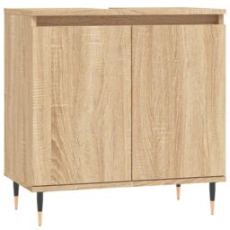 Berkfield Home Bathroom Cabinet Sonoma Oak 58x33x60 cm Engineered Wood in Brown - Size: 58 x 33 x 60 cm - thumbnail 2