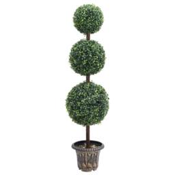 Berkfield Home Lush Artificial Boxwood Plant with Pot Ball Shaped Green 118 cm - thumbnail 2