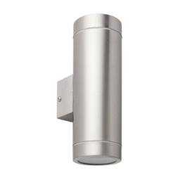 Netlighting Palin XL Outdoor Up Down Wall Lamp Brushed Stainless Steel & Clear Glass IP44 in Grey - thumbnail 2