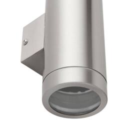 Netlighting Palin XL Outdoor Up Down Wall Lamp Brushed Stainless Steel & Clear Glass IP44 in Grey - thumbnail 6