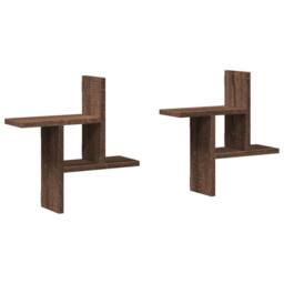 Berkfield Home Wall Shelves 2 pcs Brown Oak 38x12x38 cm Engineered Wood - Size: 38 x 12 x 38 cm - thumbnail 3