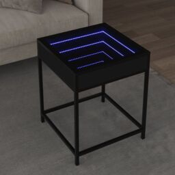 Berkfield Home Coffee Table with Infinity LED Black 40x40x51 cm - Size: 40 x 40 x 51 cm - thumbnail 1