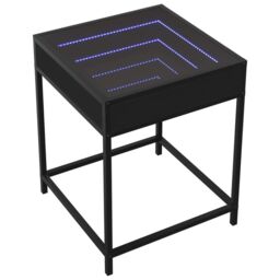 Berkfield Home Coffee Table with Infinity LED Black 40x40x51 cm - Size: 40 x 40 x 51 cm - thumbnail 3