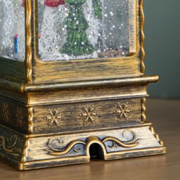 Samuel Alexander 27cm Dual Powered Light up Christmas Water Spinner Lantern with Snowman Scene in Bronze - thumbnail 6