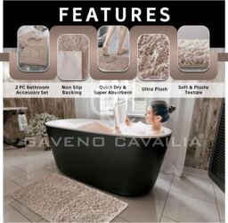 GAVENO CAVAILIA 2 Piece Zero Twist Bath Mat Set in Pink - thumbnail 3