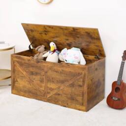 Kelvenix Children's Wooden Toy Box Rustic Brown - Size: 0.6m2 - thumbnail 2