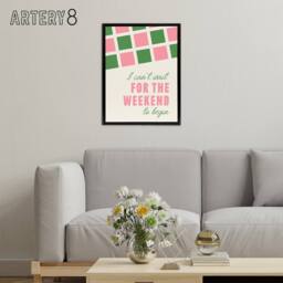 "Artery8 Can't Wait For The Weekend To Begin Simple Retro Framed Canvas Art - Size: W12"" x H16""" - thumbnail 3