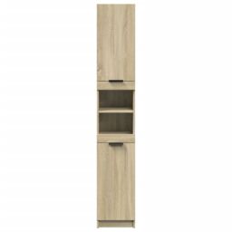 Berkfield Home Bathroom Cabinet Sonoma Oak 32x34x188.5 cm Engineered Wood in Brown - thumbnail 4