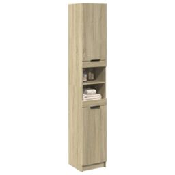 Berkfield Home Bathroom Cabinet Sonoma Oak 32x34x188.5 cm Engineered Wood in Brown - thumbnail 3