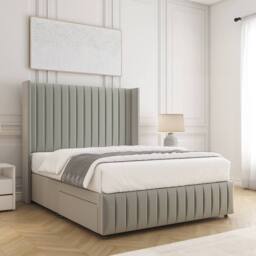 "BSSPOKE Luna Plush Velvet Divan Bed 54"" Headboard & No Mattress No Drawers in Silver - Size: Small Double" - thumbnail 2