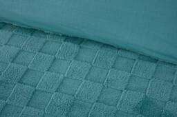 Rapport Home Luxury Check Teddy Polyester Fleece Duvet Cover Set with Pillowcase in Duck Egg Blue - Size: Double - thumbnail 2