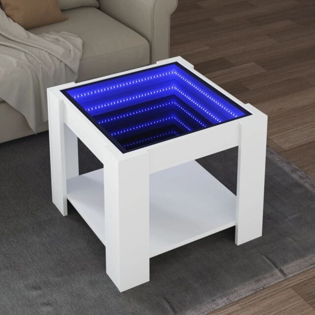 Berkfield Home Coffee Table with LED White 53x53x45 cm Engineered Wood - Size: 53 x 53 x 45 cm - image 1