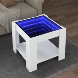 Berkfield Home Coffee Table with LED White 53x53x45 cm Engineered Wood - Size: 53 x 53 x 45 cm - thumbnail 1