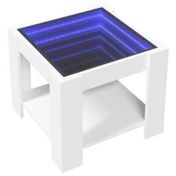 Berkfield Home Coffee Table with LED White 53x53x45 cm Engineered Wood - Size: 53 x 53 x 45 cm - thumbnail 3