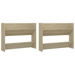 Berkfield Home Wall Shoe Cabinets 2 pcs Sonoma Oak 80x18x60cm Engineered Wood in Brown - Size: 80 x 18 x 60 cm - thumbnail 2