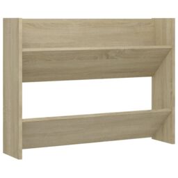Berkfield Home Wall Shoe Cabinets 2 pcs Sonoma Oak 80x18x60cm Engineered Wood in Brown - Size: 80 x 18 x 60 cm - thumbnail 5