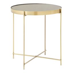 Orsina Black Mirror Low Side Table, Contemporary Brushed Bronze Accent Table, Low Glass Side Table With Metal Legs in Gold - thumbnail 4