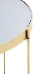 Orsina Black Mirror Low Side Table, Contemporary Brushed Bronze Accent Table, Low Glass Side Table With Metal Legs in Gold - thumbnail 3