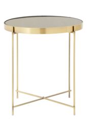 Orsina Black Mirror Low Side Table, Contemporary Brushed Bronze Accent Table, Low Glass Side Table With Metal Legs in Gold - thumbnail 2