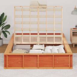 Berkfield Home Bed Frame with Storage Wax brown 140 x 200 cm Solid Pine Wood in Tan - thumbnail 4