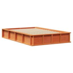 Berkfield Home Bed Frame with Storage Wax brown 140 x 200 cm Solid Pine Wood in Tan - thumbnail 2