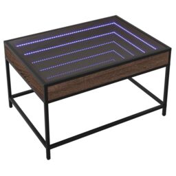 Berkfield Home Coffee Table with Infinity LED Brown Oak 70x50x41 cm - Size: 70 x 50 x 41 cm - thumbnail 3