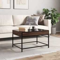 Berkfield Home Coffee Table with Infinity LED Brown Oak 70x50x41 cm - Size: 70 x 50 x 41 cm - thumbnail 4