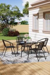 Living and Home 4 Seater Outdoor Garden Dining Table and Chairs Set in Black - thumbnail 1