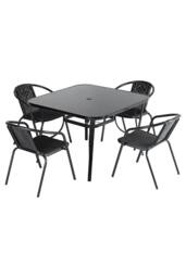 Living and Home 4 Seater Outdoor Garden Dining Table and Chairs Set in Black - thumbnail 4