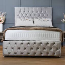 "BSSPOKE Mulberry Ottoman Divan Bed Plush Velvet 54"" Headboard & No Mattress in Cream - Size: King" - thumbnail 5