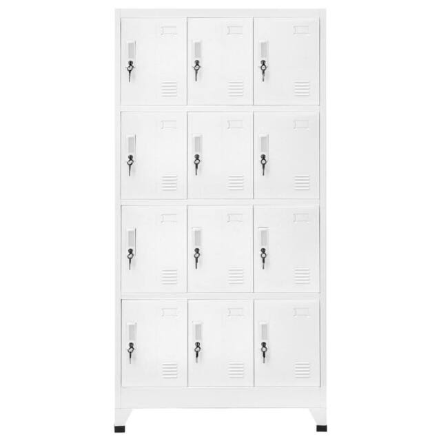 Berkfield Home Locker Cabinet with 12 Compartments 90x45x180 cm in White - Size: 90 x 45 x 180 cm - image 1