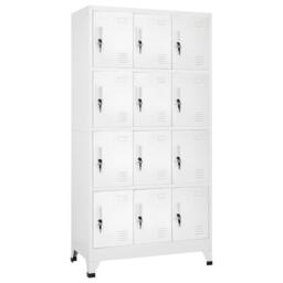 Berkfield Home Locker Cabinet with 12 Compartments 90x45x180 cm in White - Size: 90 x 45 x 180 cm - thumbnail 2