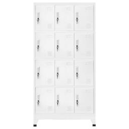 Berkfield Home Locker Cabinet with 12 Compartments 90x45x180 cm in White - Size: 90 x 45 x 180 cm - thumbnail 1