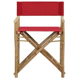 Berkfield Home Sturdy Folding Director's Chairs 2 pcs Red Bamboo & Fabric